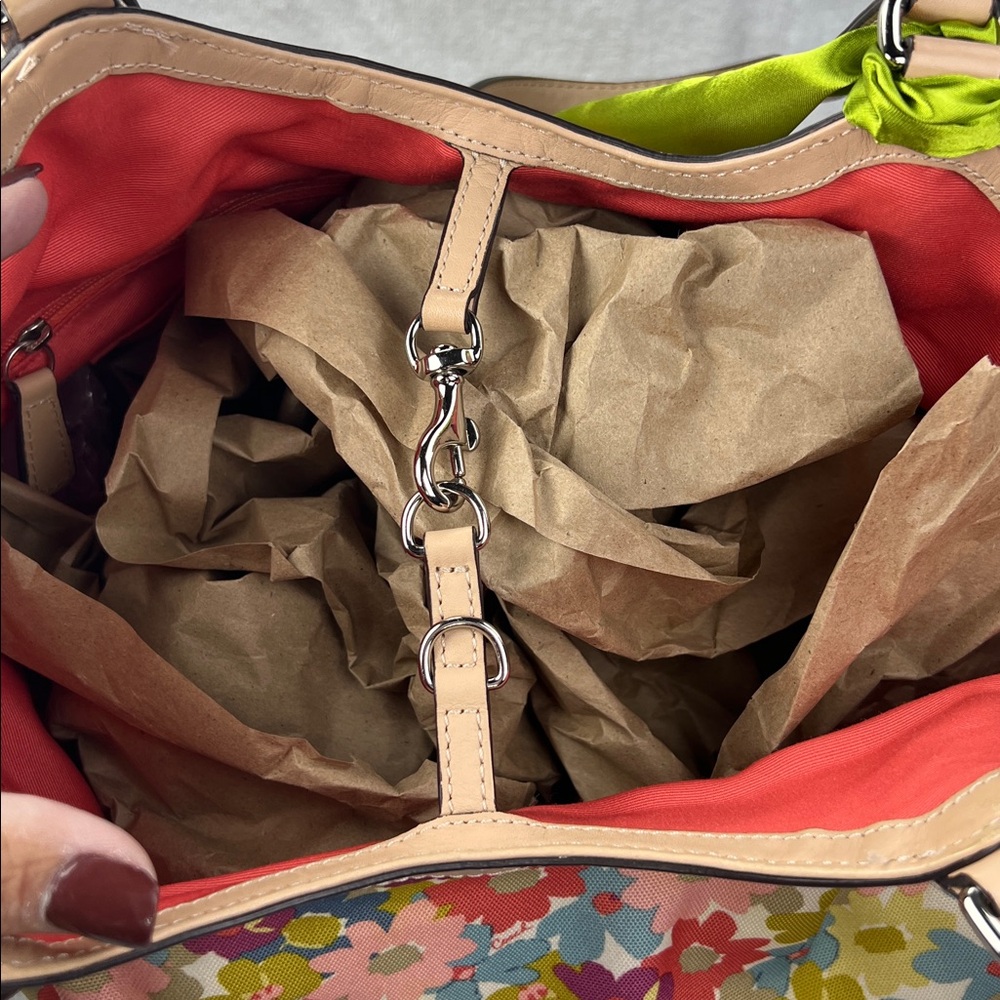 Coach 2013 Multicolor Floral Shoulder Bag with Green Bow - Picture 7 of 9